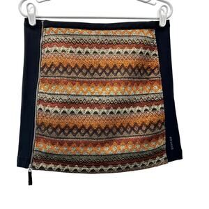 Skhoop Swedish Chevron Knit Print Black Zip-Up Slit A-Line Skirt Women’s Size M